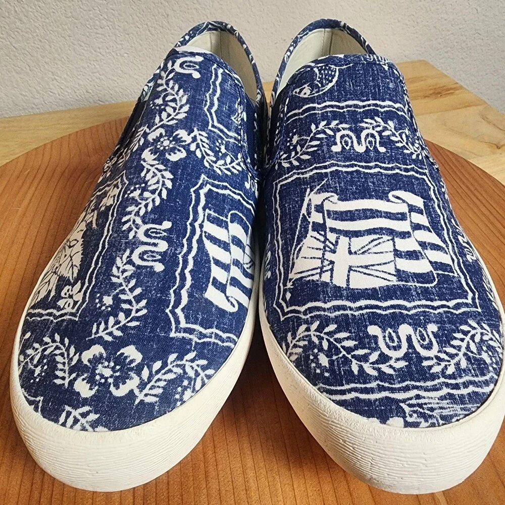SeaVees Reyn Spooner Baja Shoes Mens Size 9.5 Hawaiian Floral Canvas Slip On